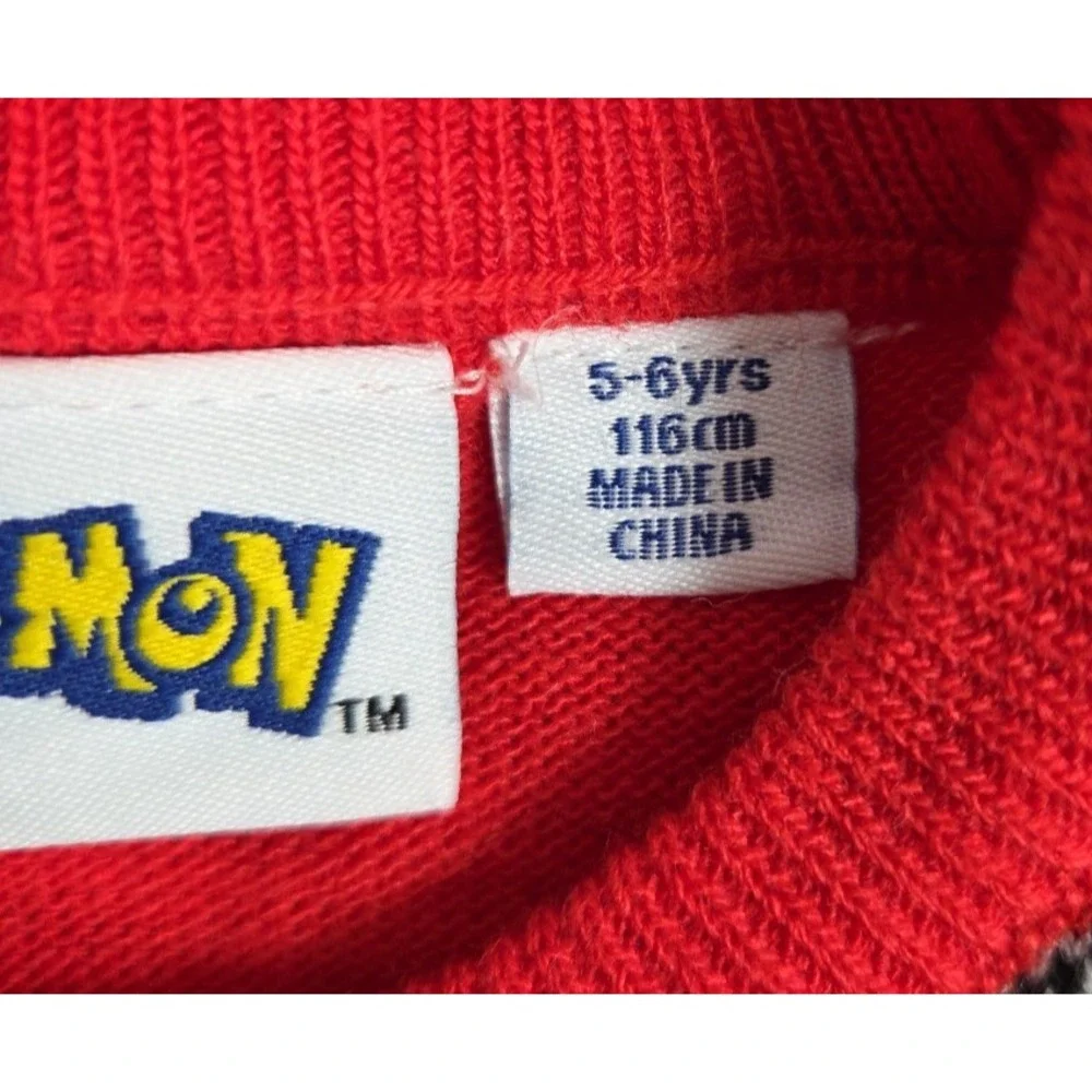 Pokemon Kids Sweater 5-6‎ Pikachu Happy Red Multi Fair Isle Festive Nordic